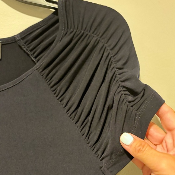 Women's Short Sleeve Navy Blue Dressy Rayon Top- Brand is Premise - Size Small - Picture 6 of 9